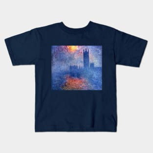 Houses of Parliament by Claude Monet Kids T-Shirt